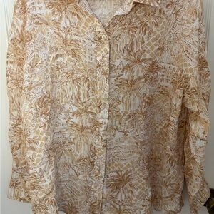 Lilly Pulitzer Beige and White Patterned Blouse